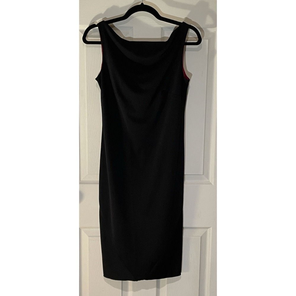 Black Express Dress‎ Knee Length with Red Lining Sz 9/10 Quiet Luxury Minimalist